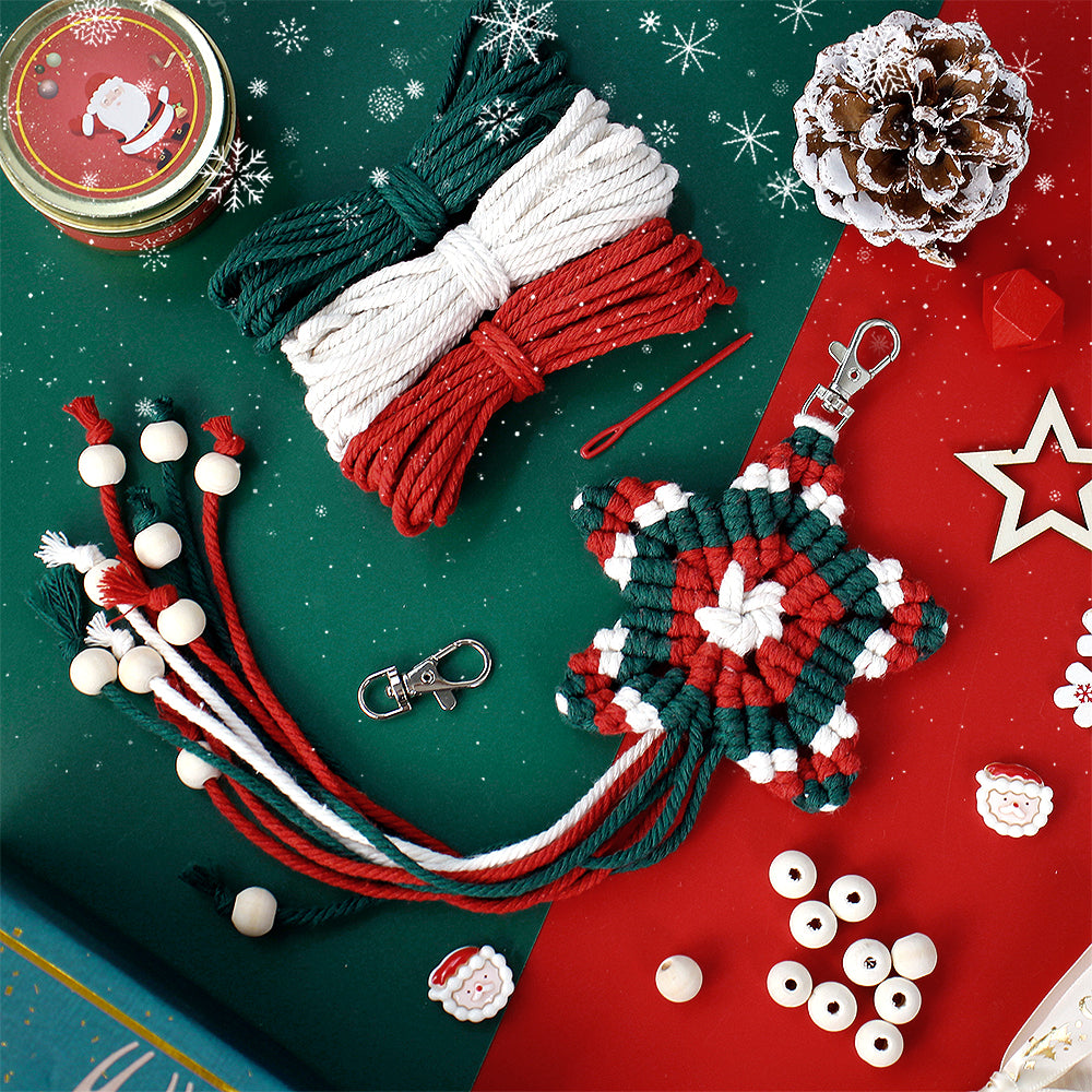 Christmas 4-Strand Braid Keychain Kit Macrame Kit | Phone Charm/Wristband | English Tutorial | Beginner-Friendly | Handmade Gift