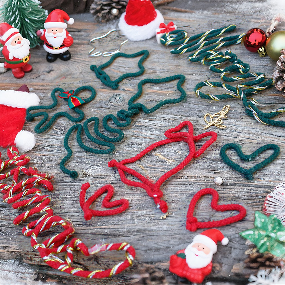 Macrame Kit Wire Christmas Pattern Weaving Kit | Multi-Shape Option | Single/Combined Making | Tabletop Decor | Beginner-Friendly