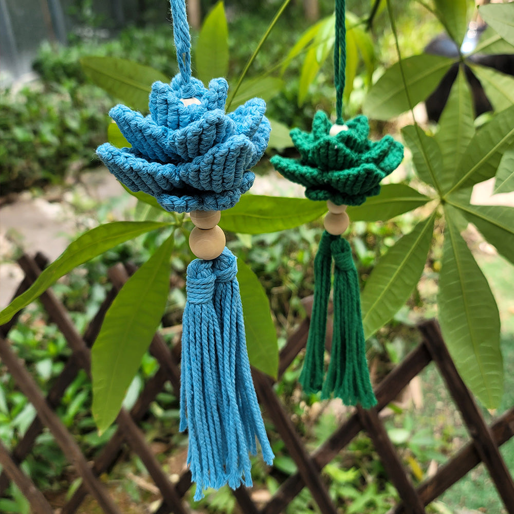 Macrame Kit Lotus Pendant Weaving Kit | 3D Petals | Car Ornament/Home Decor | Beginner Weaving| Handmade Gift