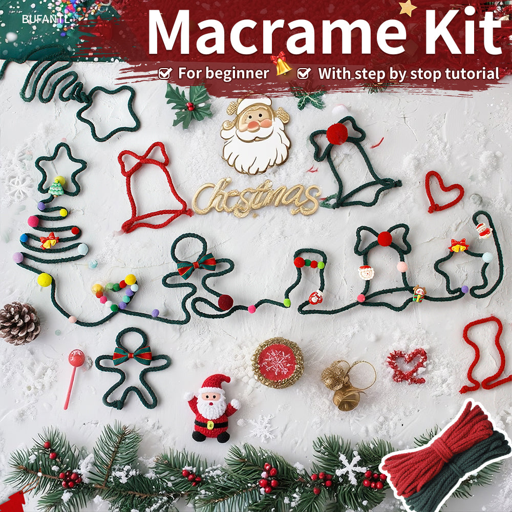Macrame Kit Wire Christmas Pattern Weaving Kit | Multi-Shape Option | Single/Combined Making | Tabletop Decor | Beginner-Friendly