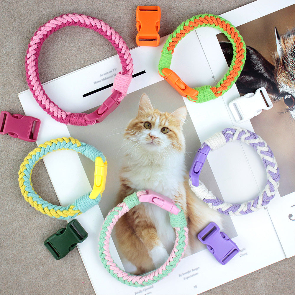 Macrame Kit 8-Strand Pet Collar Weaving Kit | 2-Color Intertwined | Adjustable Length | Pet Accessory | Beginner-Friendly