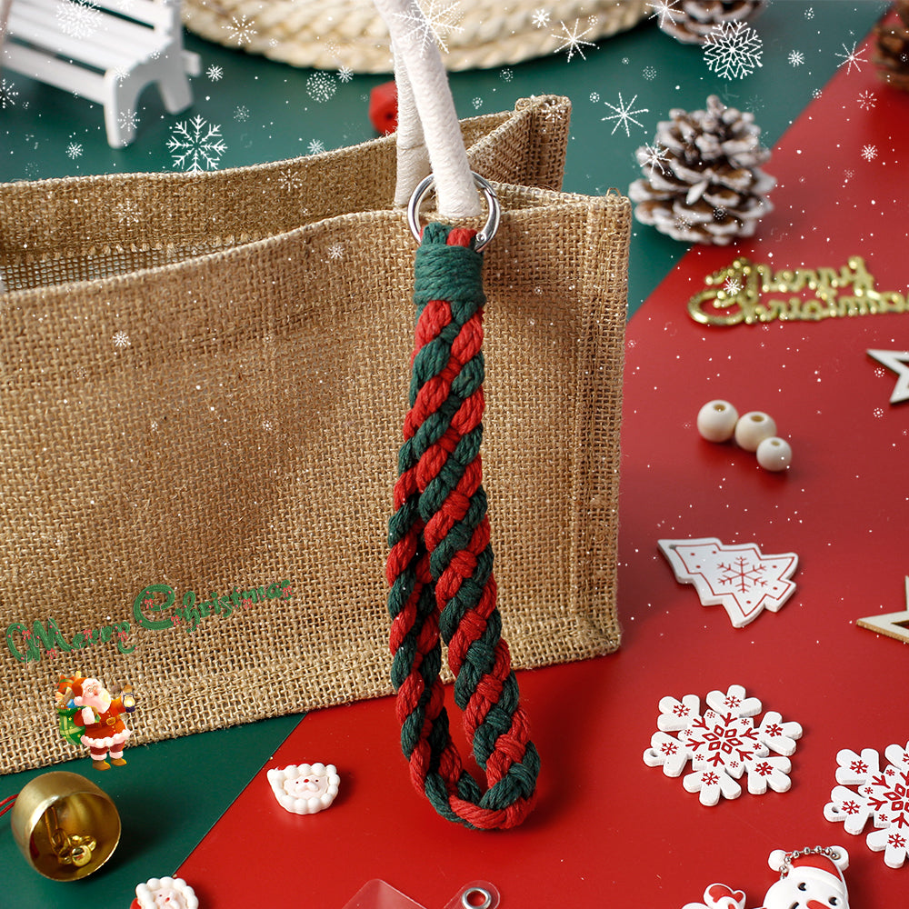 Christmas 4-Strand Braid Keychain Kit Macrame Kit | Phone Charm/Wristband | English Tutorial | Beginner-Friendly | Handmade Gift