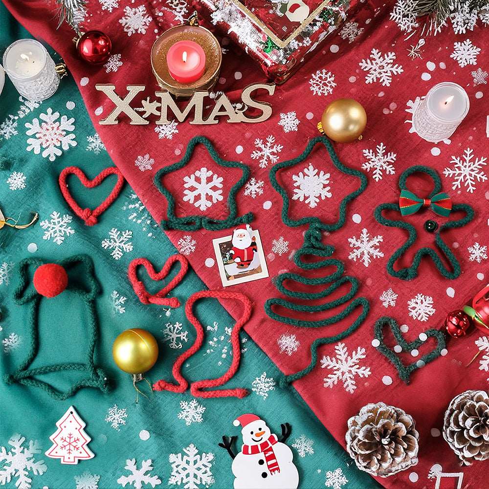 Macrame Kit Wire Christmas Pattern Weaving Kit | Multi-Shape Option | Single/Combined Making | Tabletop Decor | Beginner-Friendly