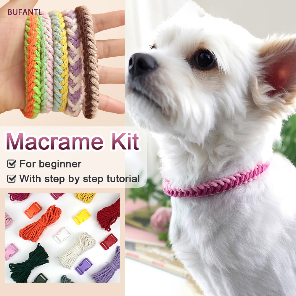 Macrame Kit 8-Strand Pet Collar Weaving Kit | 2-Color Intertwined | Adjustable Length | Pet Accessory | Beginner-Friendly