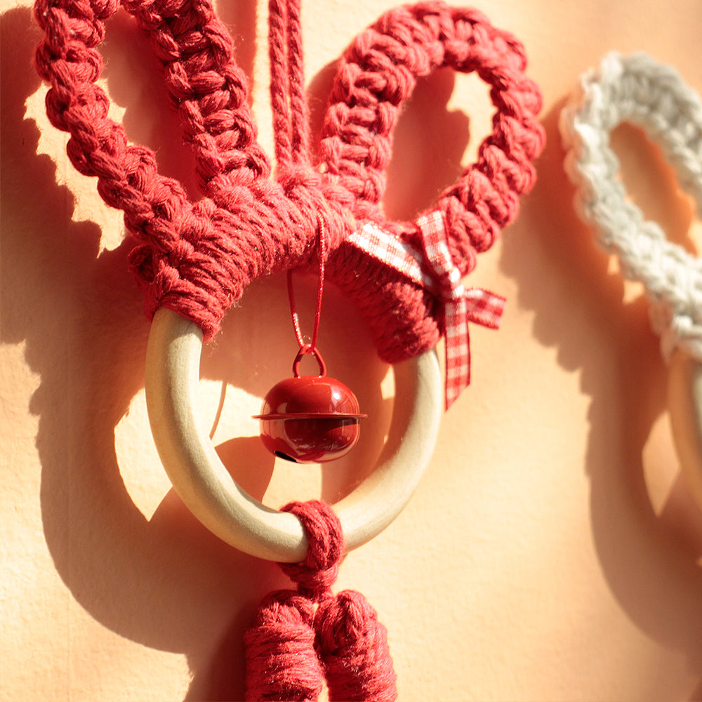 Macrame Kit Rabbit Ear Car Ornament Weaving Kit | Cute Rabbit | Animal Pendant | Beginner Weaving | Car Decoration | Handmade Gift