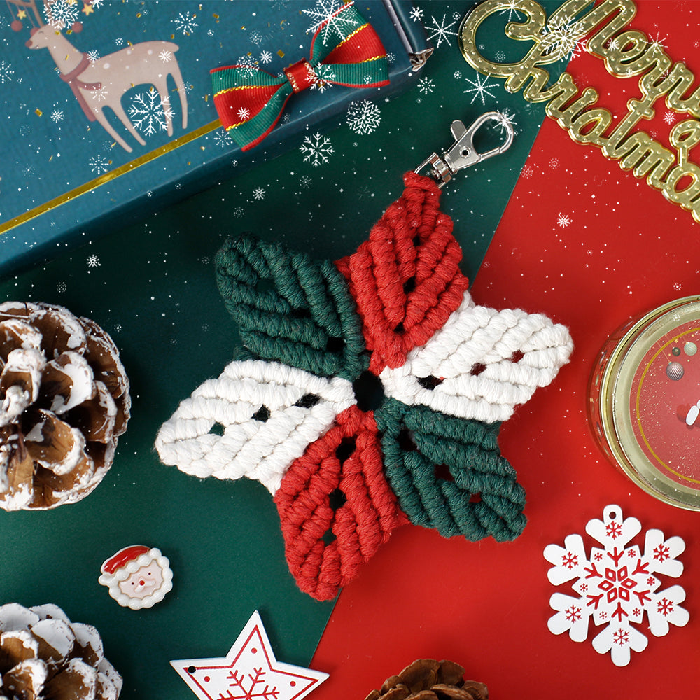 Christmas Five-Bead Flower Pendant Kit Macrame Kit | Home Decor/Christmas Ornament | English Tutorial | Beginner-Friendly | Handmade Gift