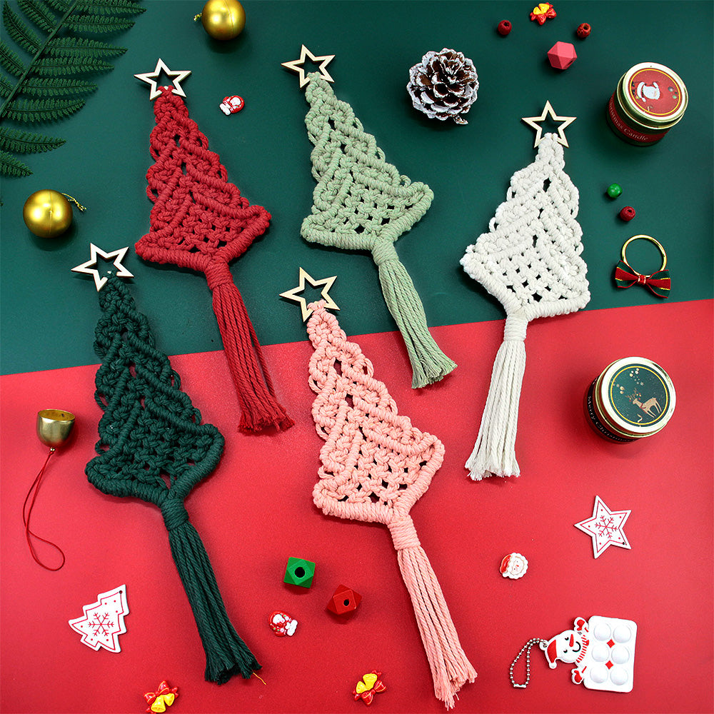 Christmas Tree Weaving Kit Macrame Kit | Tassel Trunk | Car/Home Pendant | Holiday DIY Gift | Beginner-Suitable