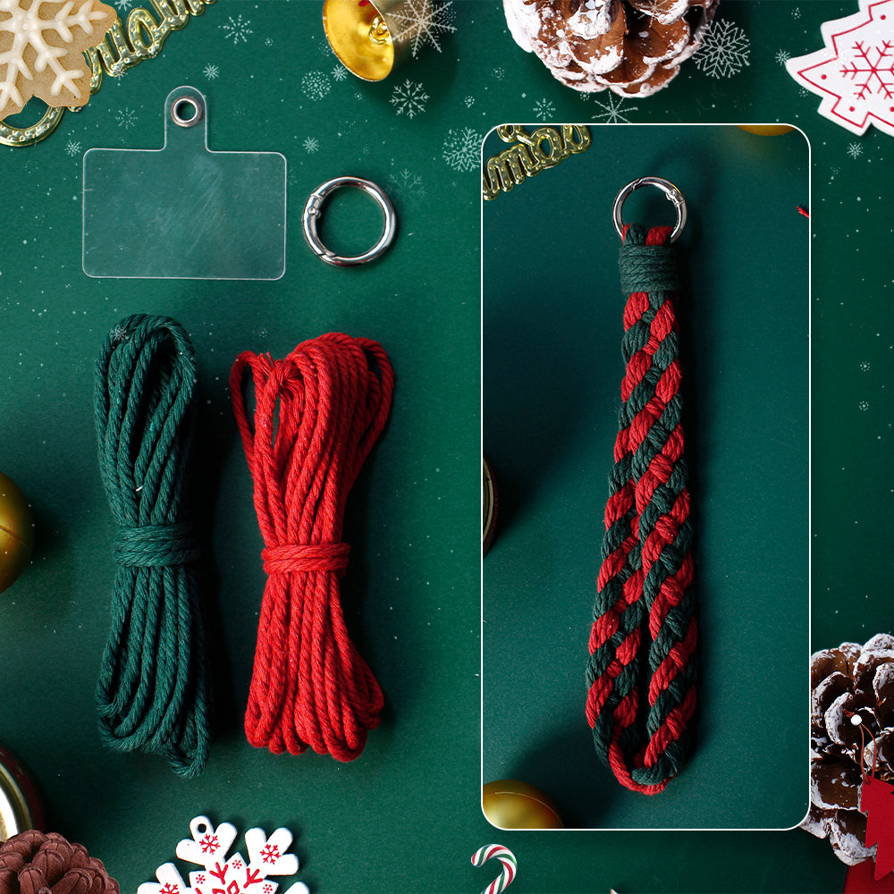Christmas 4-Strand Braid Keychain Kit Macrame Kit | Phone Charm/Wristband | English Tutorial | Beginner-Friendly | Handmade Gift