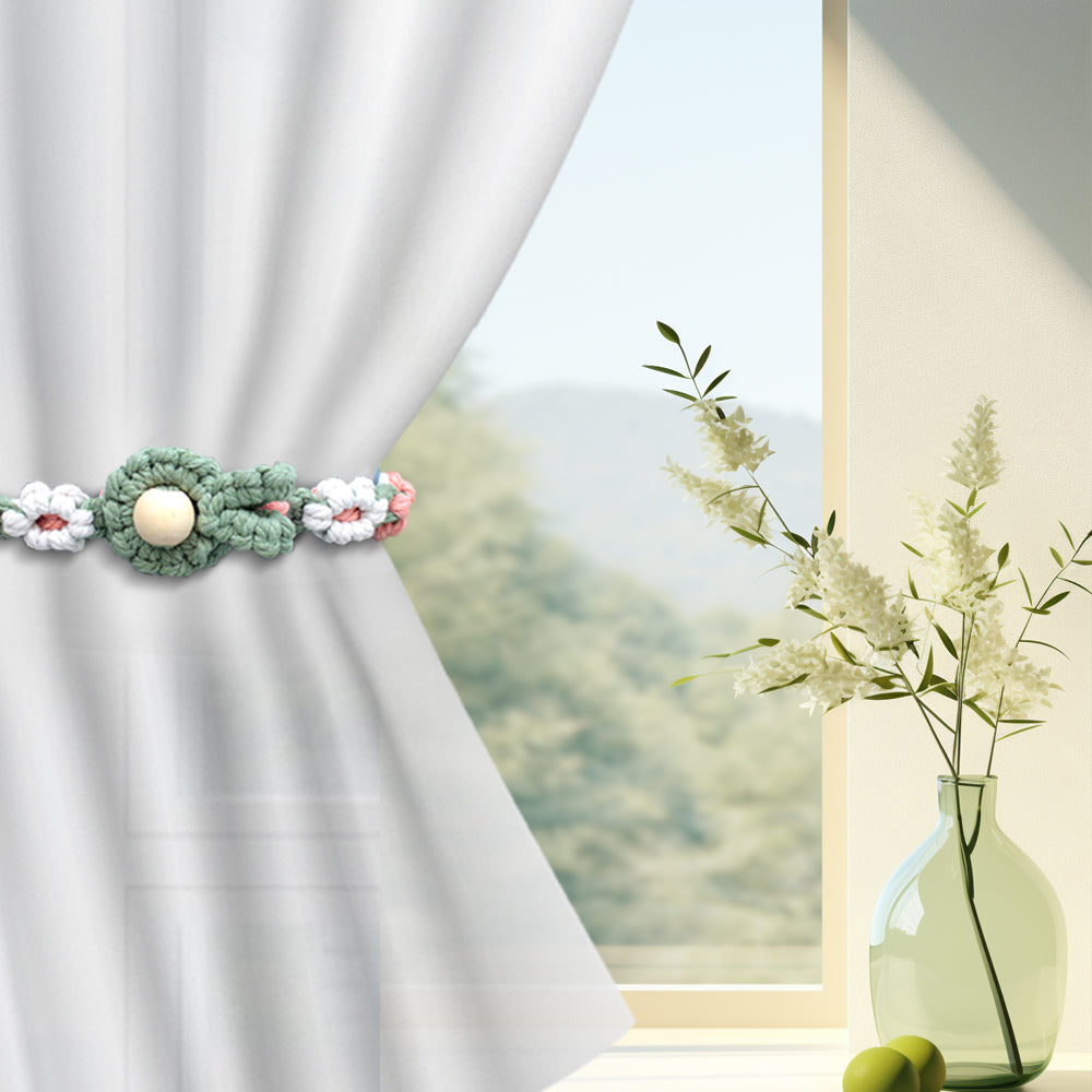 Macrame Kit Daisy Curtain Tieback Weaving Kit | Adjustable Strap | Organizing Band | Beginner Weaving | Exquisite Flower