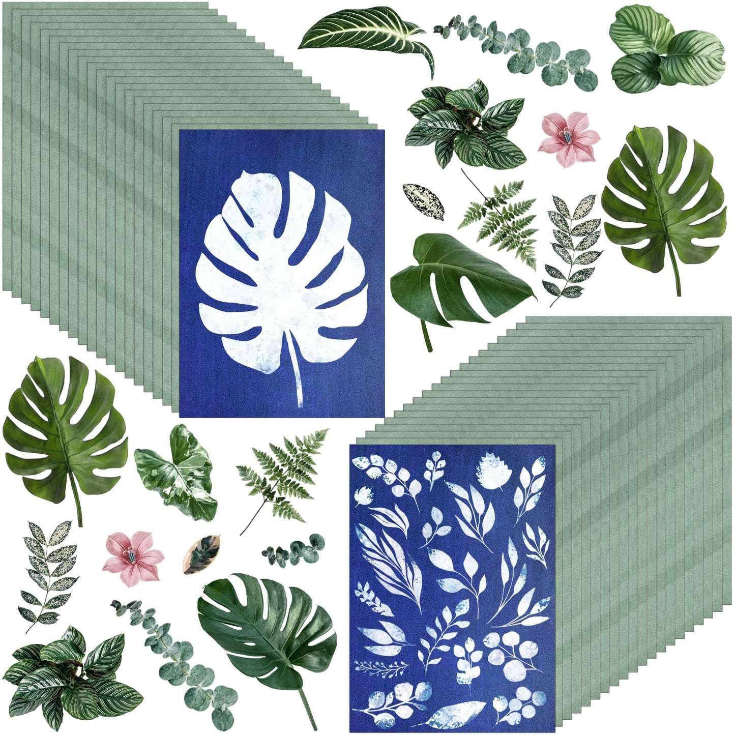 Cyanotype Set A5 Cyanotype Paper Refill (16 Sheets, Large Quantity) Sun Printing Paper DIY Supplies For Parent-Child Activities/Interest Classes Bookmark Specimen Postcard Making