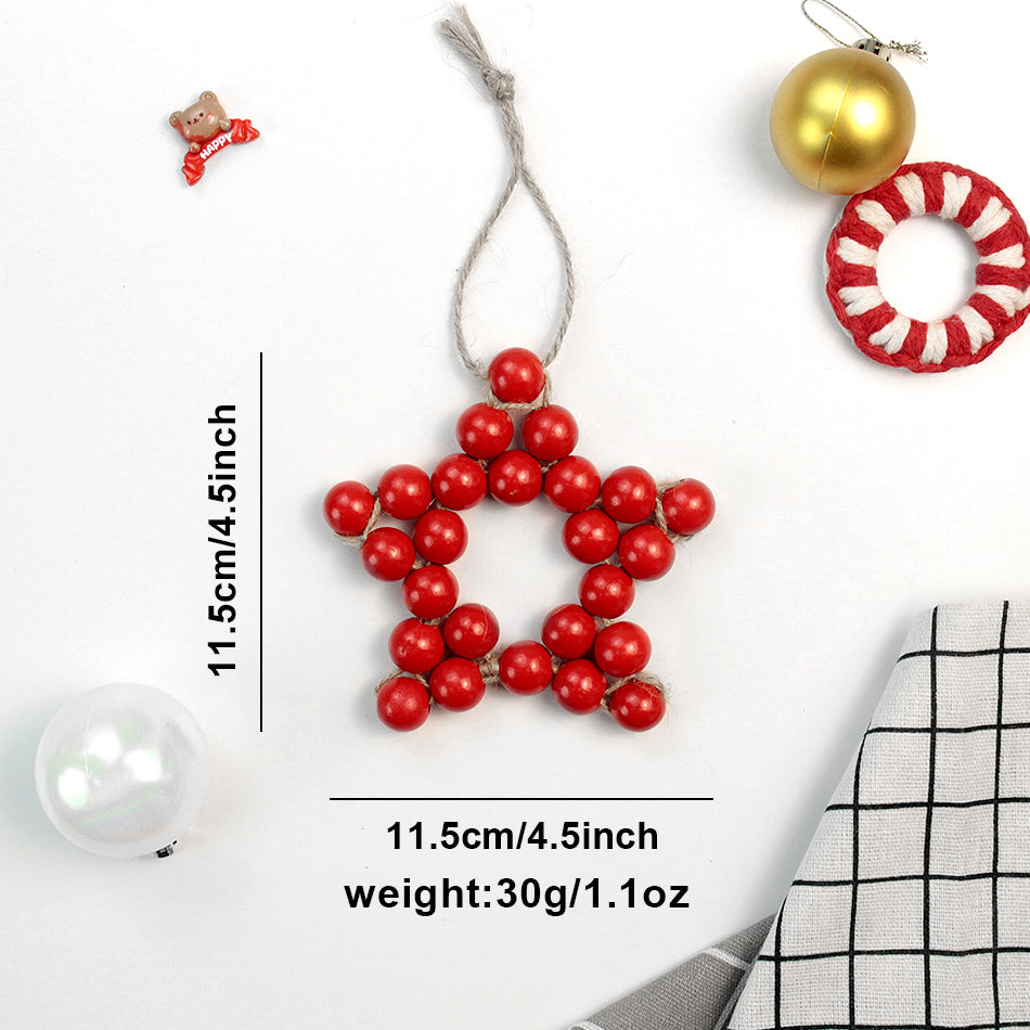 Macrame Kit Christmas Wooden Bead Star Weaving Kit | Single-Color Beads | Symmetrical & Plump | Multi-Scene Decor | Beginner-Friendly| Car/Home Use