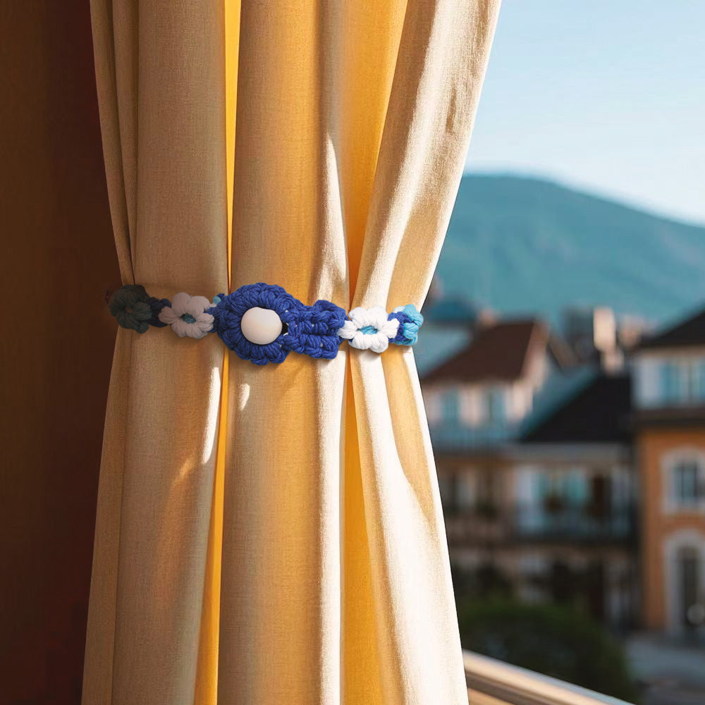 Macrame Kit Daisy Curtain Tieback Weaving Kit | Adjustable Strap | Organizing Band | Beginner Weaving | Exquisite Flower
