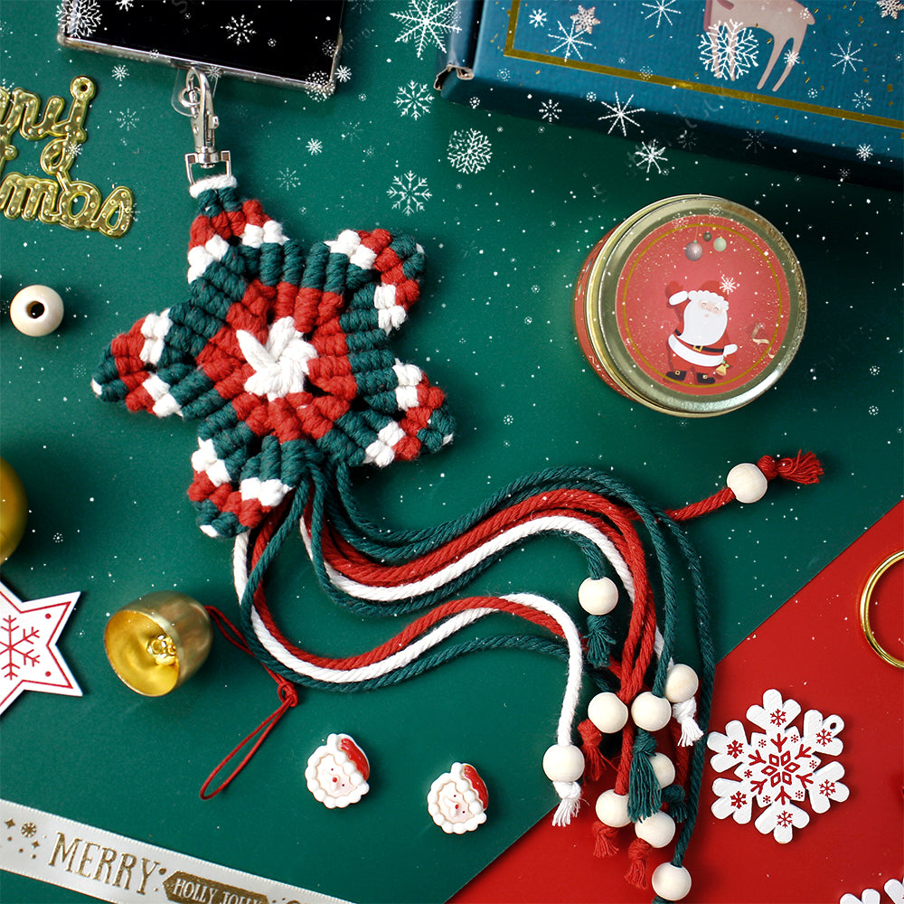 Christmas Five-Bead Flower Pendant Kit Macrame Kit | Home Decor/Christmas Ornament | English Tutorial | Beginner-Friendly | Handmade Gift