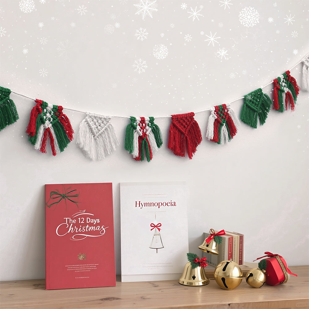 Festive Macrame Bunting Kit - Beginner DIY Christmas Banner, Macrame Garland, Home & Holiday Decoration Gift Beginner-Friendly