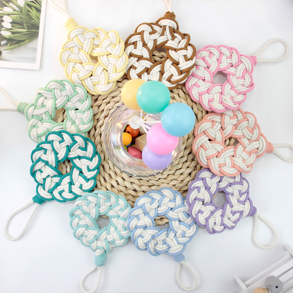 Macrame Kit Round Lace Coaster Weaving Kit | Light Color Elegance | Color Edging | Heat Pad | Beginner Weaving | Fits Most Cups