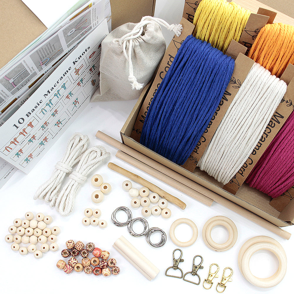 Mixed Weaving Kit Macrame Kit | Keychain/Decor Items | Premium Gift Box | Beginner-Friendly| 11 English Tutorials | Handmade Gift