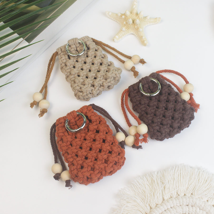 Macrame Kit Drawstring Earphone Bag Weaving Kit | Bohemian Style | Hangable on Big Bags | Beginner-Friendly