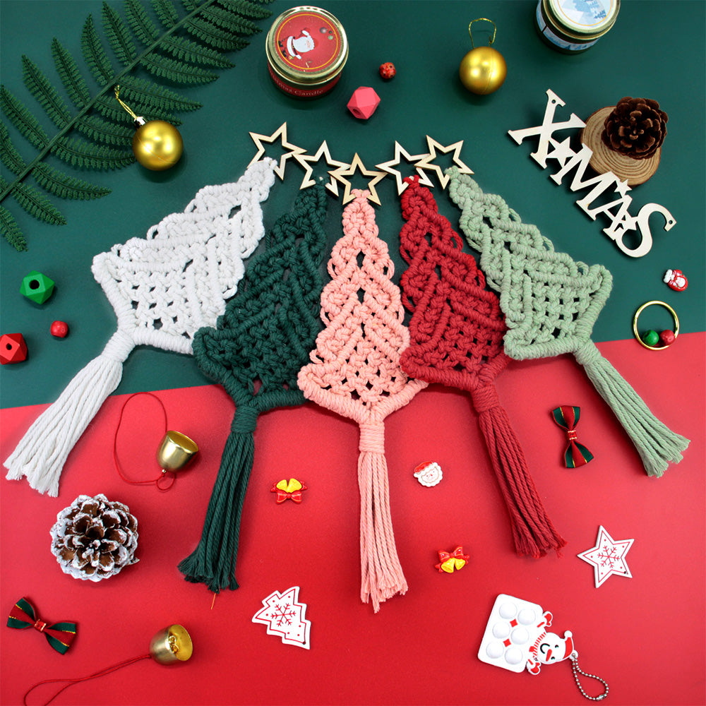 Christmas Tree Weaving Kit Macrame Kit | Tassel Trunk | Car/Home Pendant | Holiday DIY Gift | Beginner-Suitable