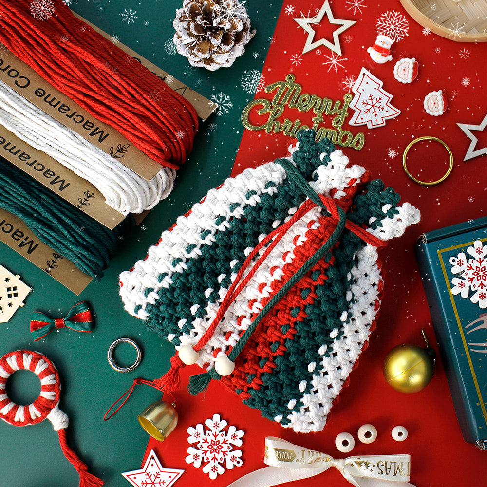 Christmas Five-Bead Flower Pendant Kit Macrame Kit | Home Decor/Christmas Ornament | English Tutorial | Beginner-Friendly | Handmade Gift