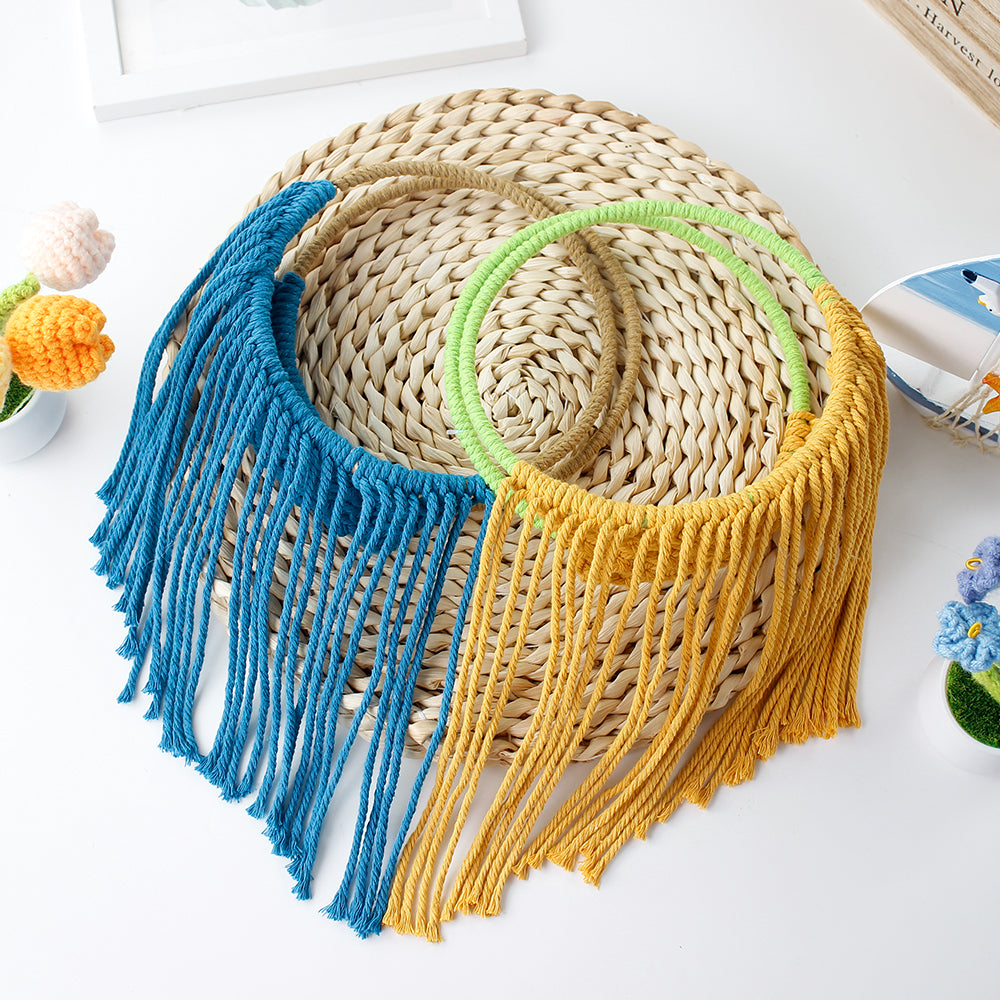 Macrame Kit Round Storage Basket Weaving Kit | Bohemian Style | Wall-Mounted Storage | Shelf | Beginner Weaving