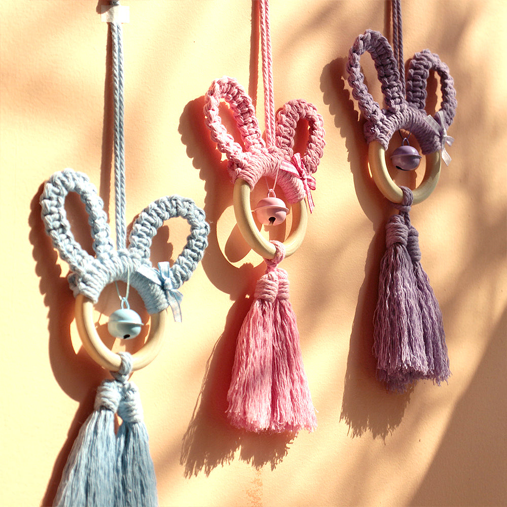 Macrame Kit Rabbit Ear Car Ornament Weaving Kit | Cute Rabbit | Animal Pendant | Beginner Weaving | Car Decoration | Handmade Gift