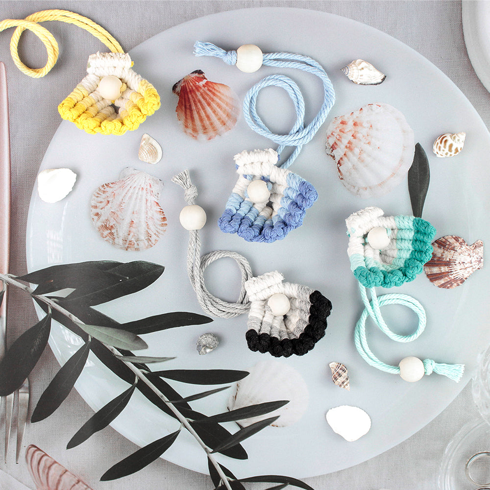 Macrame Kit Shell Bookmark Weaving Kit | 3D Gradient | Bag Charm/Curtain Tie | Beginner Weaving | Home Decor