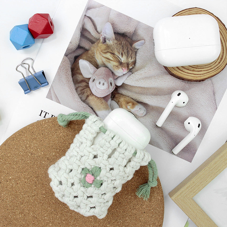 Daisy Earphone Bag Weaving Kit Macrame Kit | Drawstring Design | Adjustable Size | DIY Gift