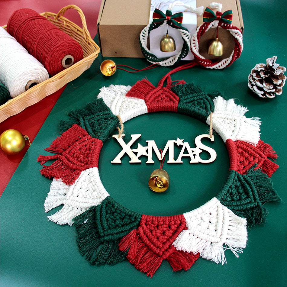 Macrame Kit Christmas Series Weaving Kit | 10 Tutorials | Keychain/Wristband/Christmas Ring | Beginner Weaving