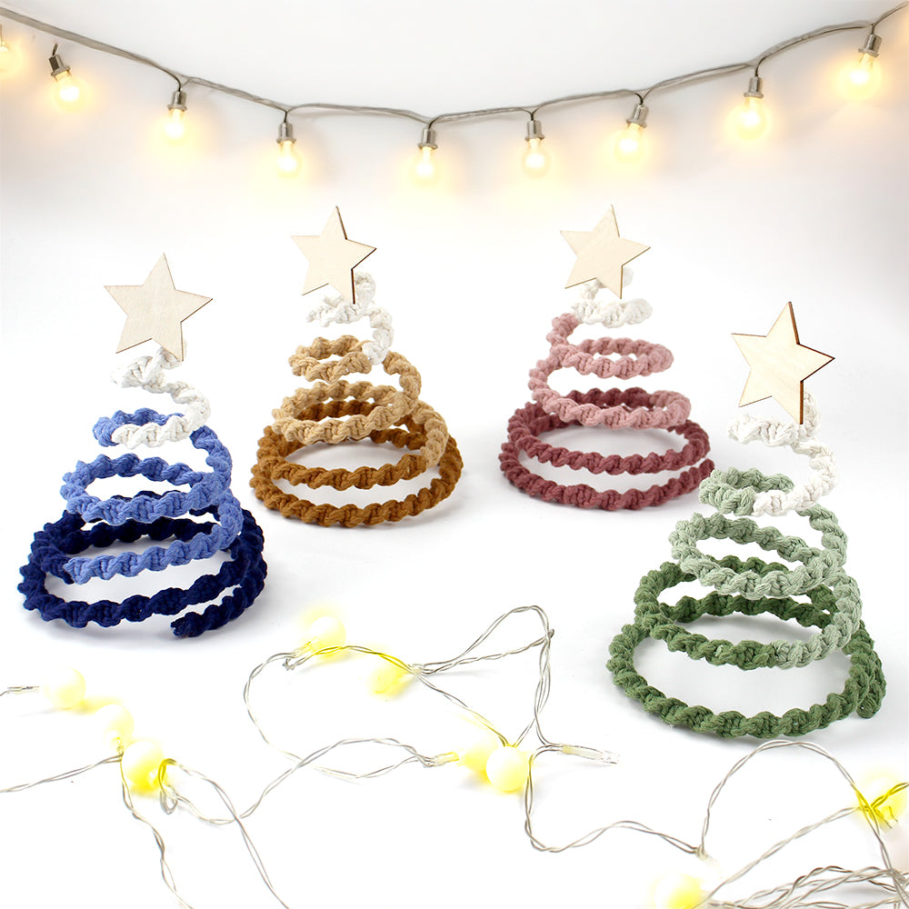 Gradient Half-Knot Christmas Tree Weaving Kit Macrame Kit | Polyester Rope | Holiday DIY Gift | Home Decor | Beginner-Suitable | Tabletop Decor