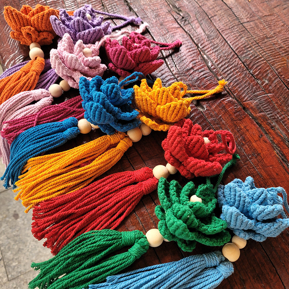 Macrame Kit Lotus Pendant Weaving Kit | 3D Petals | Car Ornament/Home Decor | Beginner Weaving| Handmade Gift