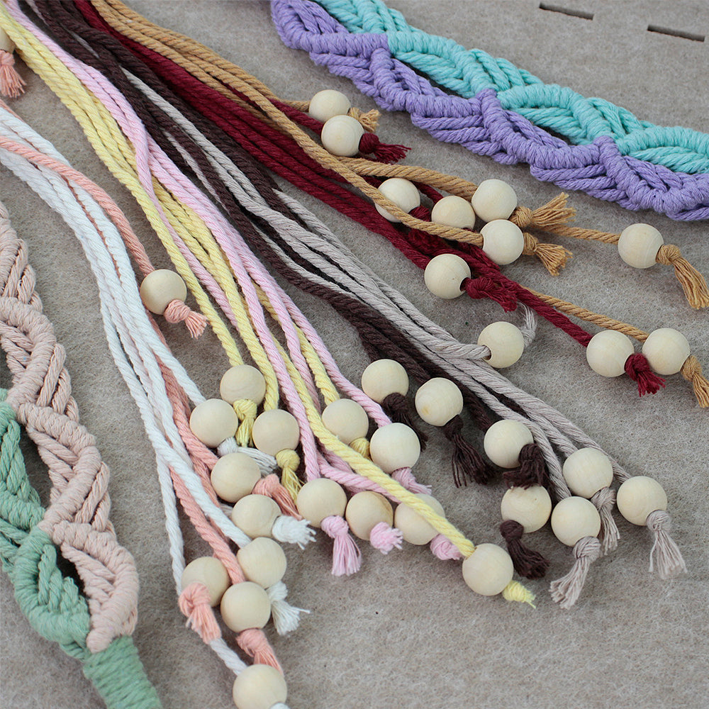 Macrame Kit Beaded Curtain Tieback Weaving Kit | Contrast Color Design | Wooden Bead Curtain Tieback | Curtain Organizer | Beginner Weaving