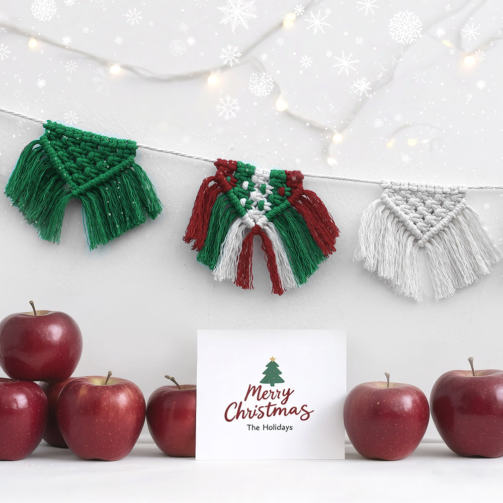 Festive Macrame Bunting Kit - Beginner DIY Christmas Banner, Macrame Garland, Home & Holiday Decoration Gift Beginner-Friendly