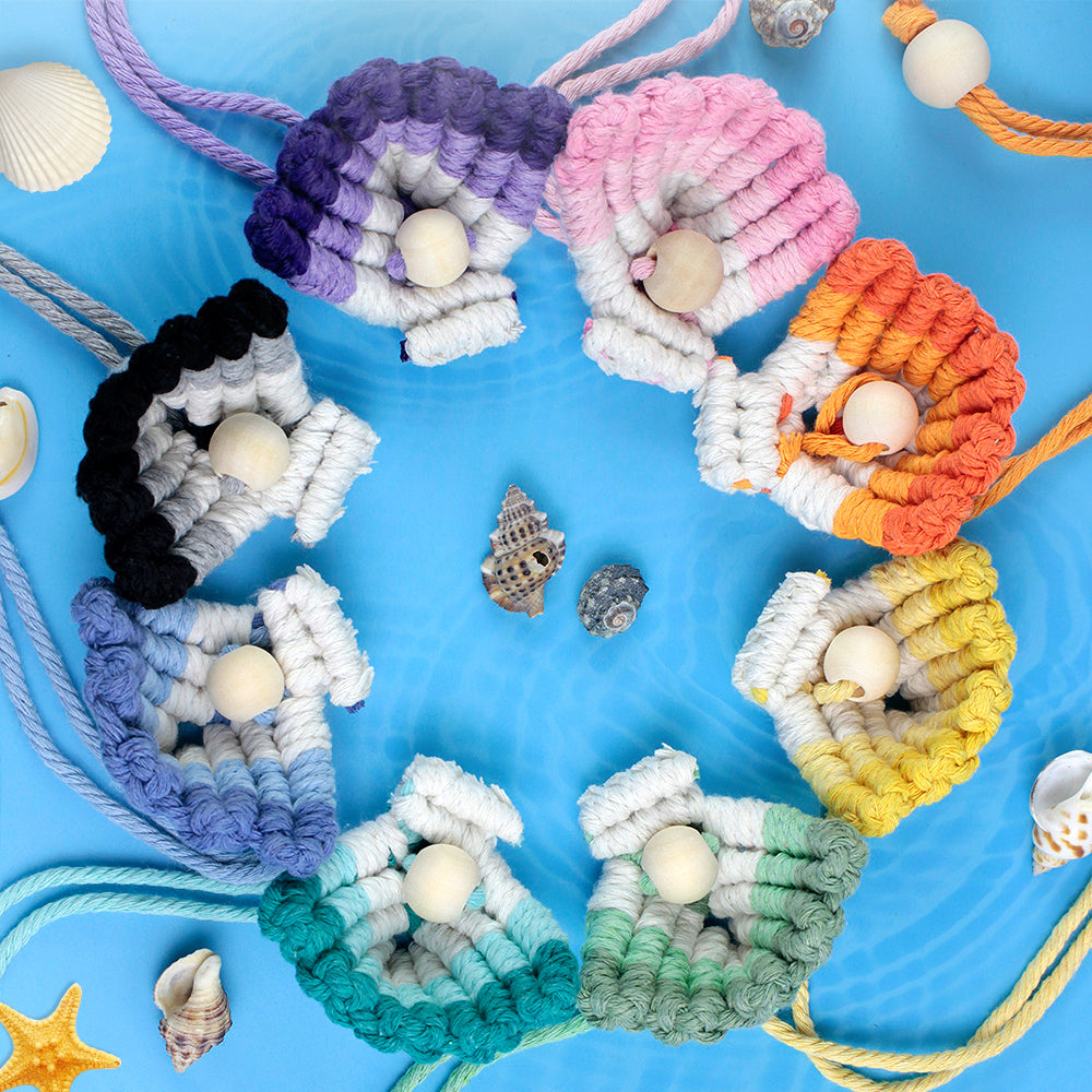 Macrame Kit Shell Bookmark Weaving Kit | 3D Gradient | Bag Charm/Curtain Tie | Beginner Weaving | Home Decor