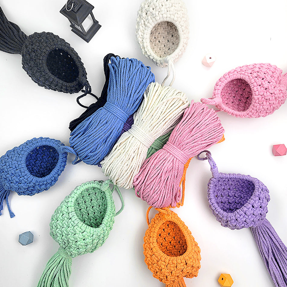 Mini Eggshell-Shaped Macrame Kit for Beginners - DIY Woven Hanging Basket, Home Decor Plant Hammock, Storage Basket,Mini Hanging Storage Basket, Home Plant Corner Decor