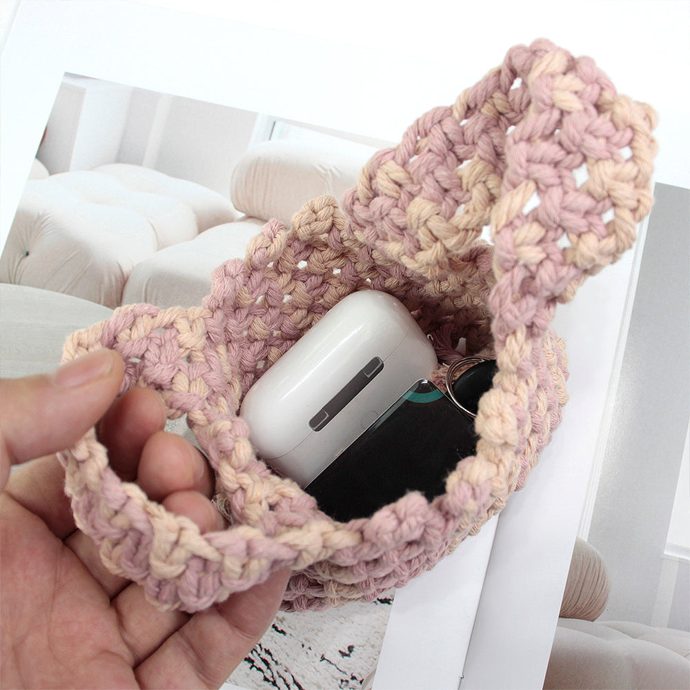 Macrame Kit Mini Tote Weaving Kit | Contrast/Gradient/Adjacent Colors | Hangable on Big Bags | Beginner-Friendly | DIY Gift