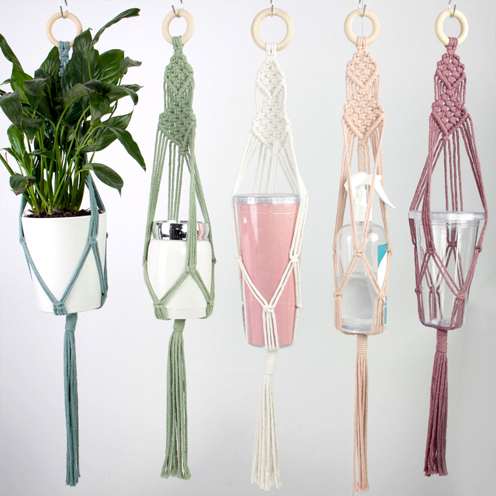 Macrame Kit Long Tassel Small Plant Hanger Weaving Kit | For Small-Medium Pots | Hanging Design | Space-Saving | Beginner-Friendly