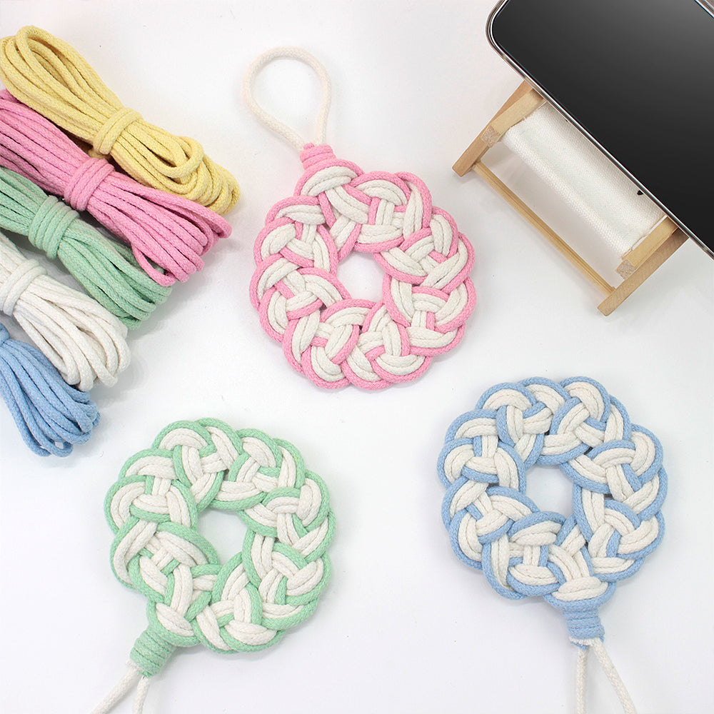 Macrame Kit Round Lace Coaster Weaving Kit | Light Color Elegance | Color Edging | Heat Pad | Beginner Weaving | Fits Most Cups
