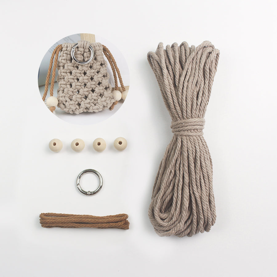 Macrame Kit Drawstring Earphone Bag Weaving Kit | Bohemian Style | Hangable on Big Bags | Beginner-Friendly