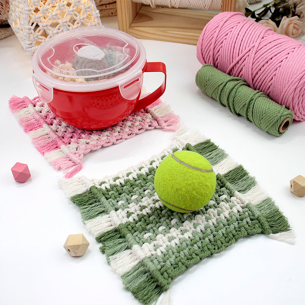 Square Coaster Weaving Kit Macrame Kit | Heat-Resistant Table Protection| Fits Most Cups | Home Style Matching | Beginner-Friendly