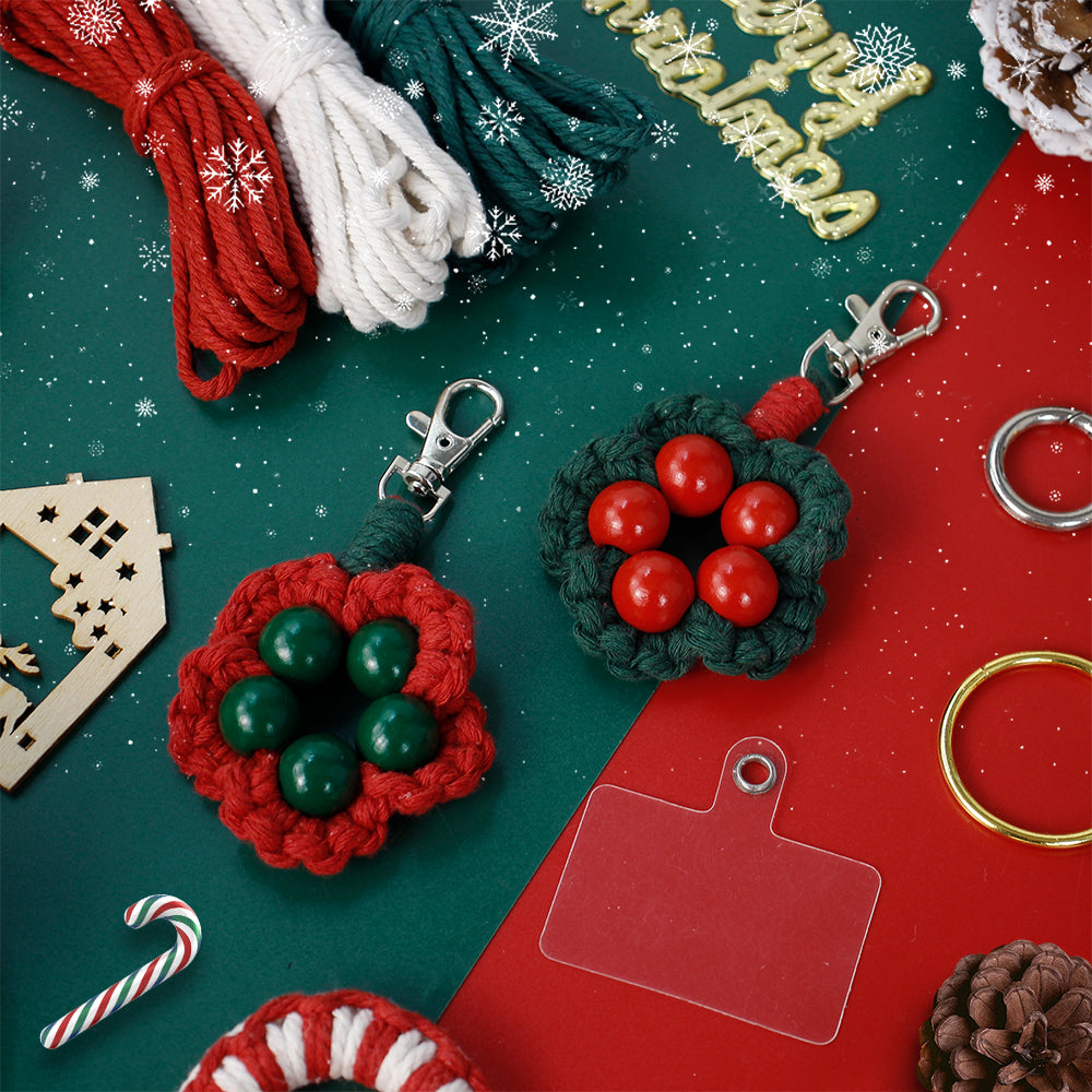 Macrame Kit Christmas Series 8-Piece Weaving Kit | Christmas Ornament/Star Pendant | Phone Wristband/Mini Pouch | Beginner Weaving | Handmade Gift