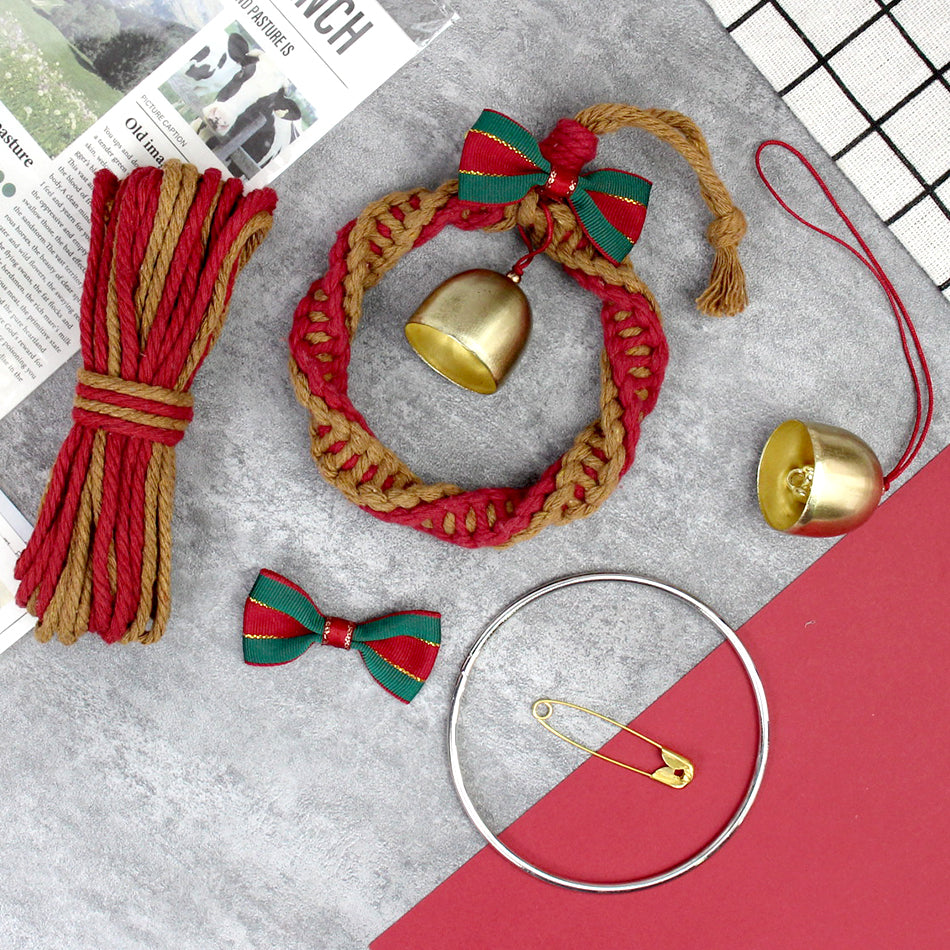 Mini Christmas Wreath Weaving Kit Macrame Kit | Car/Home Use | Holiday DIY Gift | Beginner-Suitable | Multi-Scene Decor