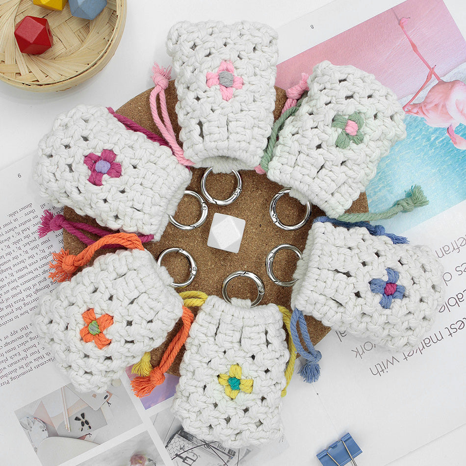 Daisy Earphone Bag Weaving Kit Macrame Kit | Drawstring Design | Adjustable Size | DIY Gift