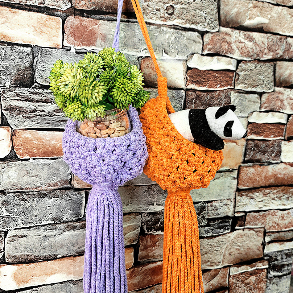 Mini Eggshell-Shaped Macrame Kit for Beginners - DIY Woven Hanging Basket, Home Decor Plant Hammock, Storage Basket,Mini Hanging Storage Basket, Home Plant Corner Decor