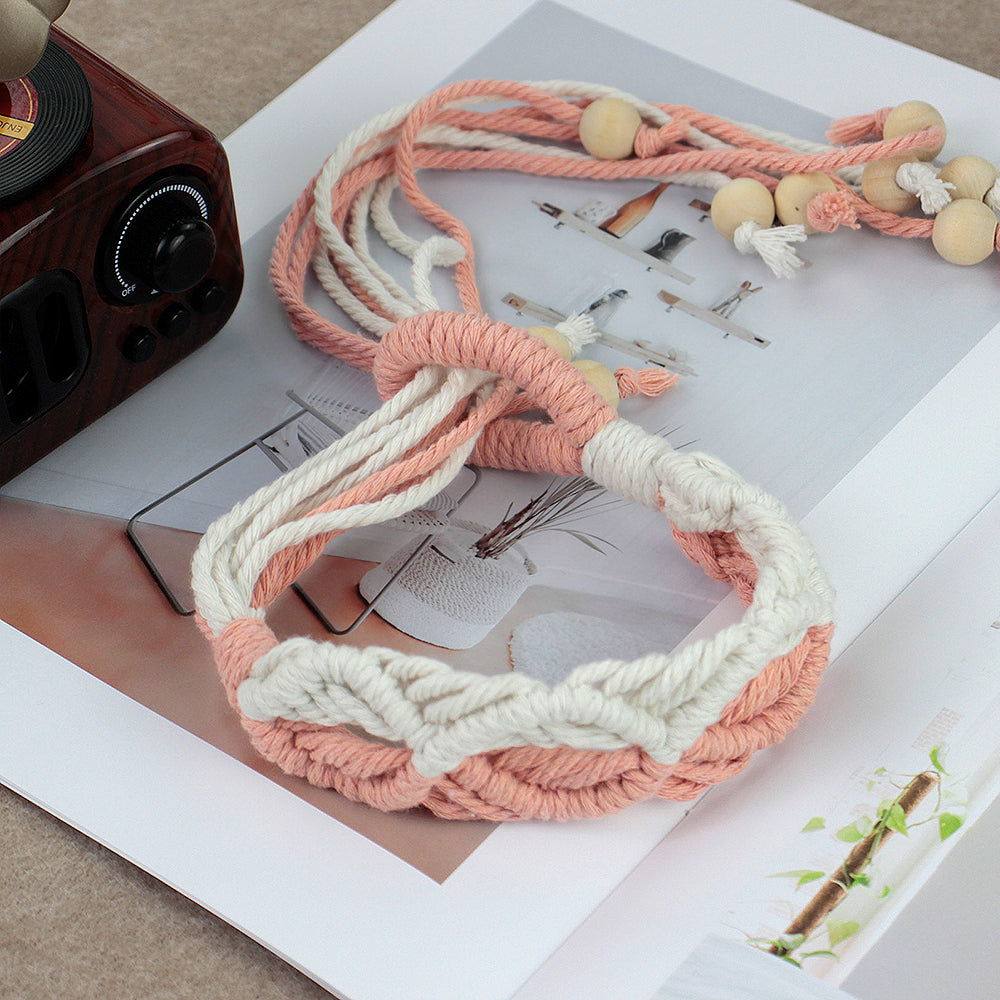 Macrame Kit Beaded Curtain Tieback Weaving Kit | Contrast Color Design | Wooden Bead Curtain Tieback | Curtain Organizer | Beginner Weaving