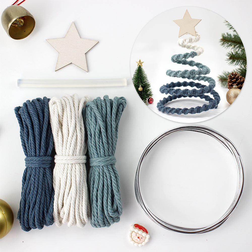 Gradient Half-Knot Christmas Tree Weaving Kit Macrame Kit | Polyester Rope | Holiday DIY Gift | Home Decor | Beginner-Suitable | Tabletop Decor