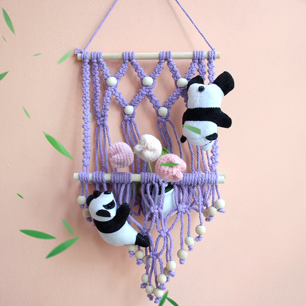Wooden Bead Wall-Mounted Bookshelf Weaving Kit Macrame Kit | Wall Decor | Home Decor | Wall Bookshelf | Beginner-Friendly| Bohemian Style