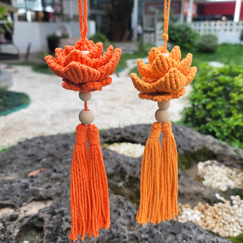 Macrame Kit Lotus Pendant Weaving Kit | 3D Petals | Car Ornament/Home Decor | Beginner Weaving| Handmade Gift