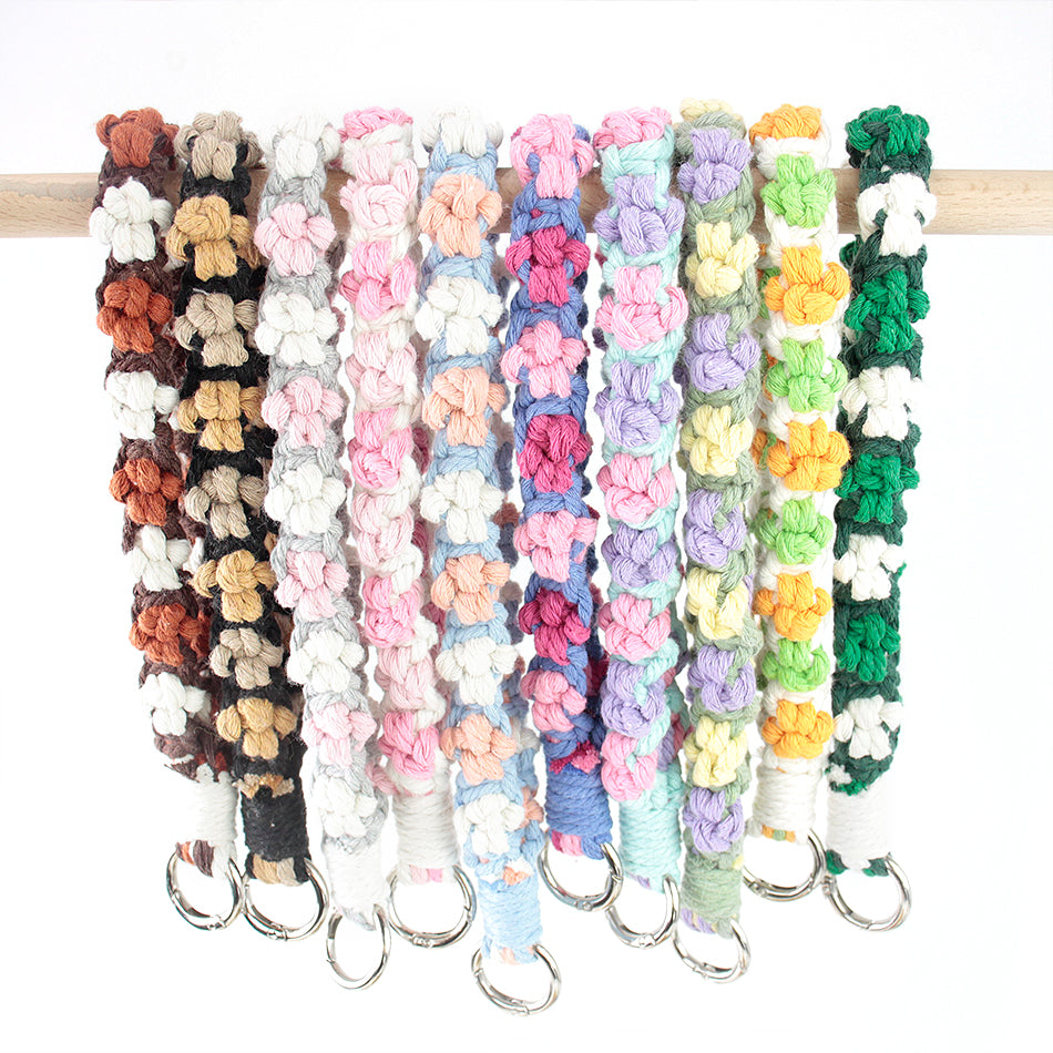 Macrame Kit Cute Cat Paw Wristband Keychain Weaving Kit | Multi-Colors | 2-Tone Pattern | Anti-Lost Strap/Bag Charm | Beginner-Friendly