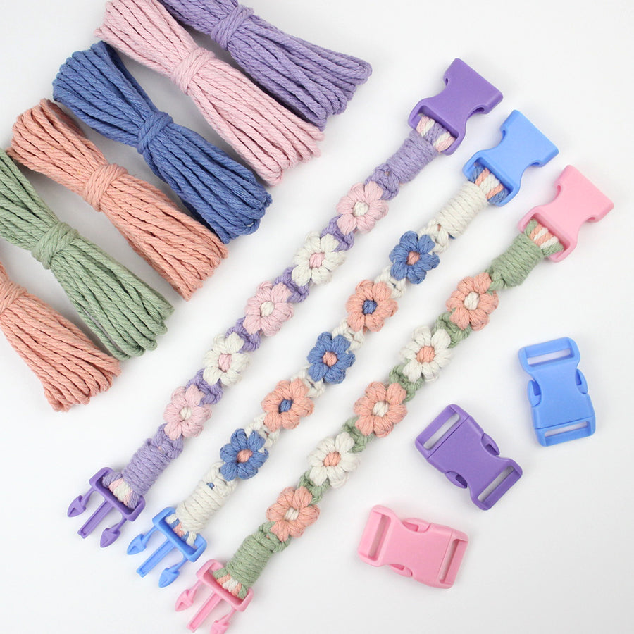 Macrame Kit Daisy Flower Pet Collar Weaving Kit | 3-Color Comfort Match | Adjustable Length | Pet Accessory | Beginner-Friendly