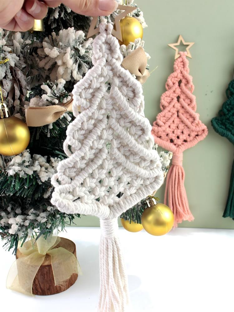 Christmas Tree Weaving Kit Macrame Kit | Tassel Trunk | Car/Home Pendant | Holiday DIY Gift | Beginner-Suitable